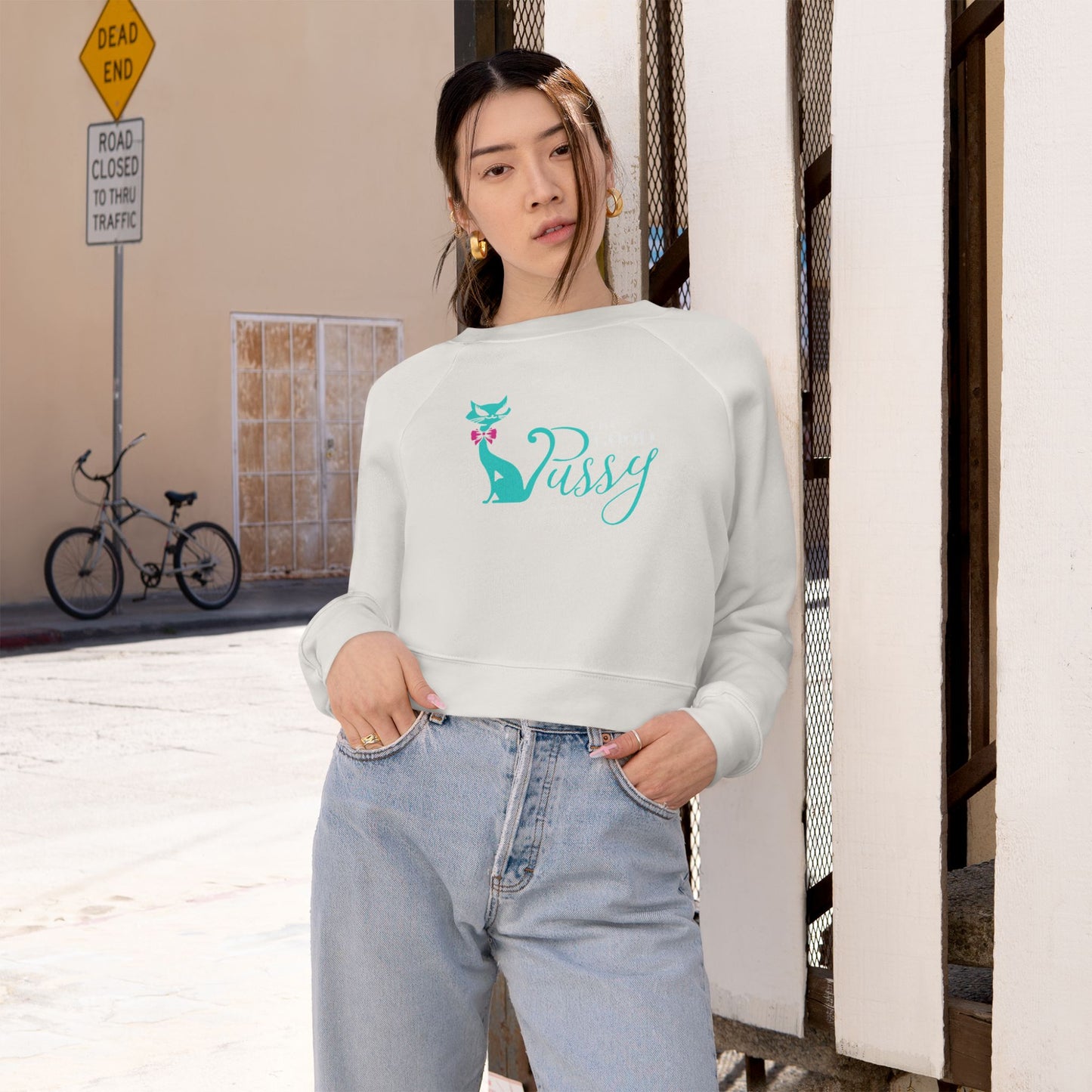 Bomb Cat Cropped Sweatshirt
