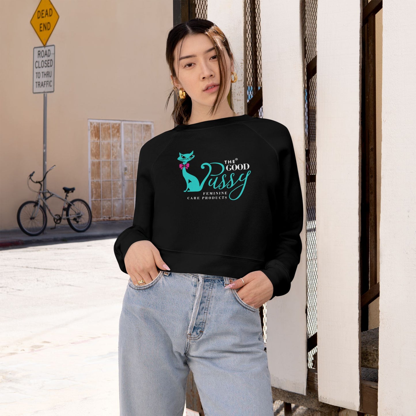 Bomb Cat Cropped Sweatshirt